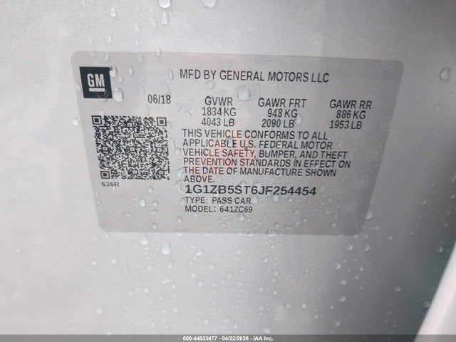 1G1ZB5ST6JF254454 Chevrolet Malibu 1ls
