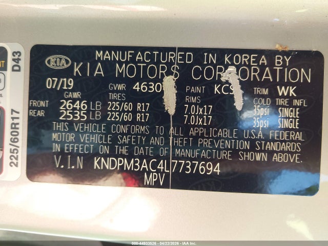 KIA Sportage Lx 2020 KNDPM3AC4L7737694 Image 9