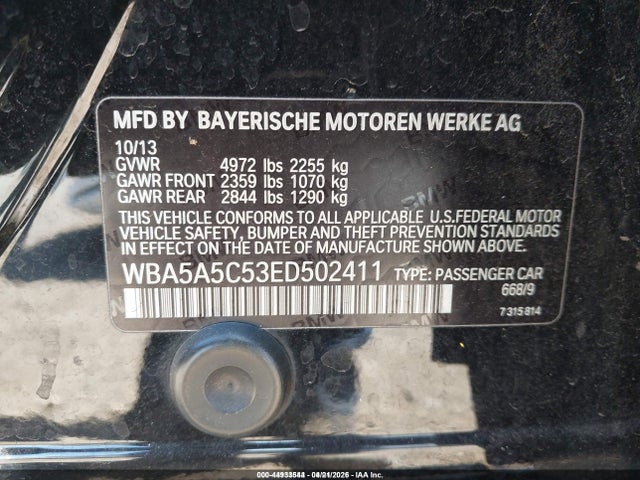 Aukcja sprzedaży 2014 Bmw 528i, vin: WBA5A5C53ED502411, numer aukcji: 44933544
