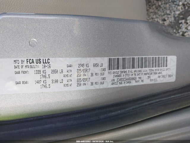 Продаж на аукціоні авто 2017 Dodge Grand Caravan Sxt, vin: 2C4RDGCG4HR600020, номер лоту: 44933592