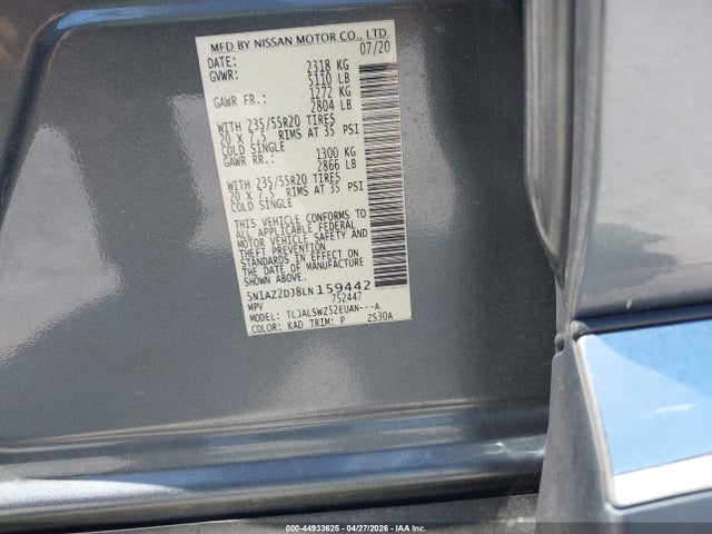 Продажа на аукционе авто 2020 Nissan Murano Platinum Fwd, vin: 5N1AZ2DJ8LN159442, номер лота: 44933625