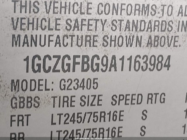 Продаж на аукціоні авто 2010 Chevrolet Express 2500 Work Van, vin: 1GCZGFBG9A1163984, номер лоту: 44933695