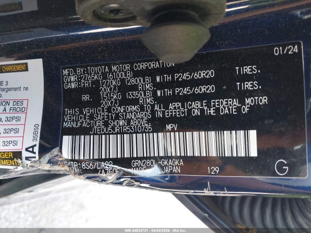 Продаж на аукціоні авто 2024 Toyota 4runner Limited, vin: JTEDU5JR1R5310735, номер лоту: 44933721