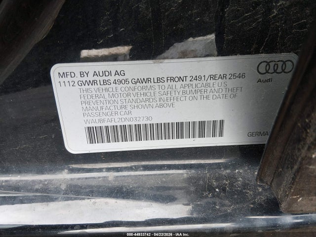 Aukcja sprzedaży 2013 Audi A4 2.0t Premium, vin: WAUBFAFL2DN032730, numer aukcji: 44933742