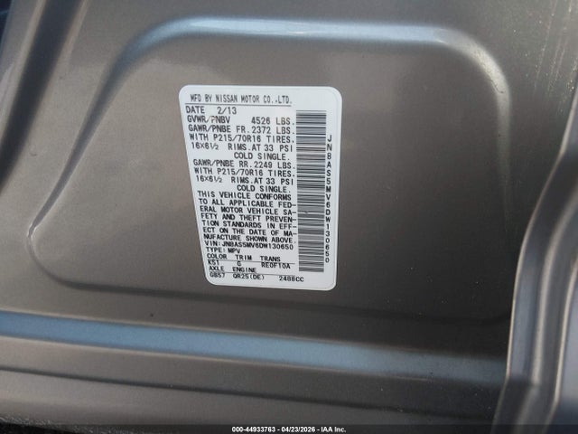 Aukcja sprzedaży 2013 Nissan Rogue S, vin: JN8AS5MV6DW130650, numer aukcji: 44933763