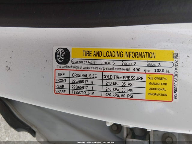 Продаж на аукціоні авто 2018 Chevrolet Equinox Lt, vin: 2GNAXJEVXJ6305726, номер лоту: 44933768
