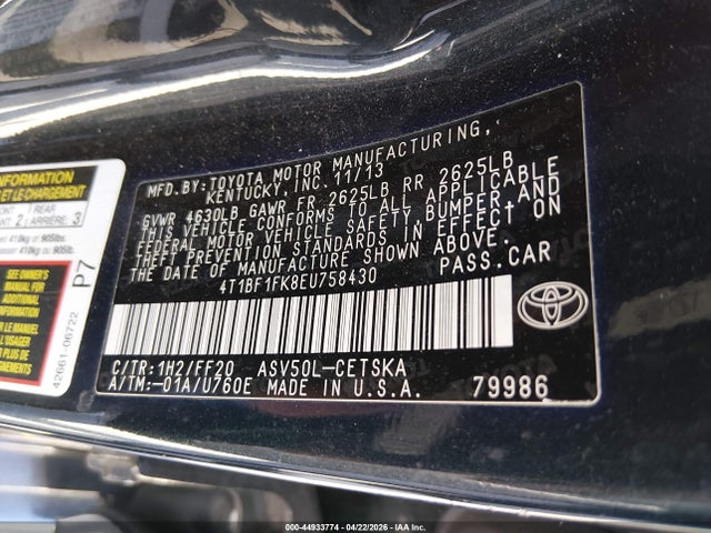 Toyota CAMRY SE 2014 4T1BF1FK8EU758430 Image 9