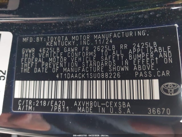 Toyota CAMRY SE 2025 4T1DAACK1SU088226 Image 9