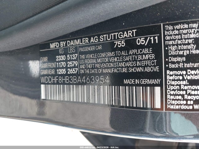 Продажа на аукционе авто 2011 Mercedes-benz E 350 4matic, vin: WDDHF8HB3BA463954, номер лота: 44933789