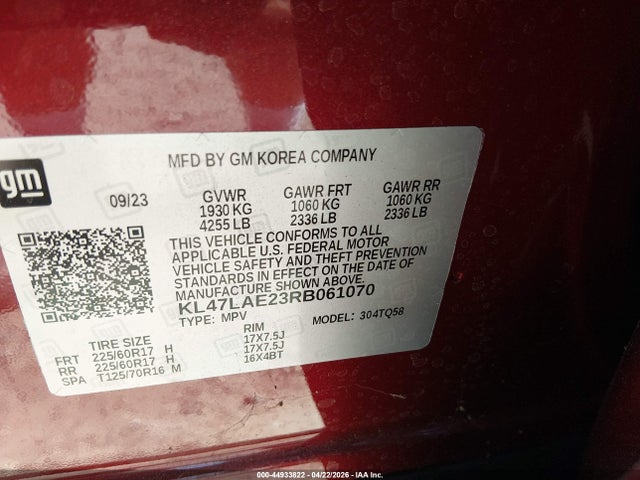 44933822 :رقم المزاد ، KL47LAE23RB061070 vin ، 2024 Buick Envista Preferred Fwd مزاد بيع