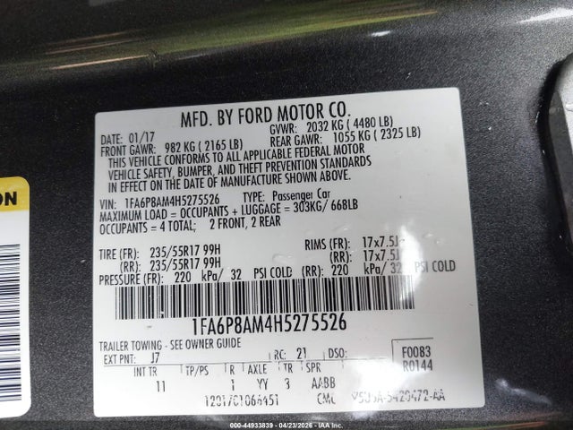 1FA6P8AM4H5275526 Ford Mustang V6