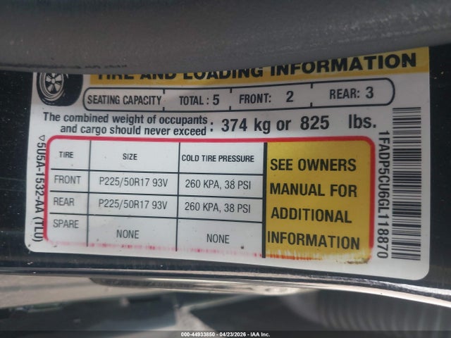 Aukcja sprzedaży 2016 Ford C-max Energi Sel, vin: 1FADP5CU6GL118870, numer aukcji: 44933850