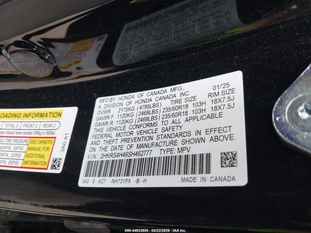 Honda Cr-v Ex Awd 2025 2HKRS4H46SH462777 Image 9