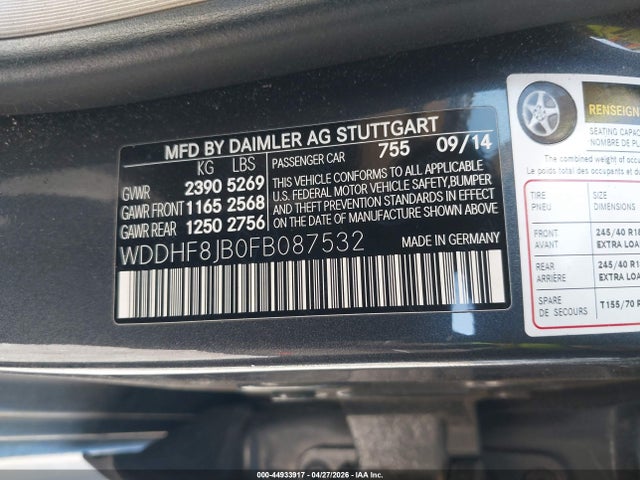 Продаж на аукціоні авто 2015 Mercedes-benz E 350 4matic, vin: WDDHF8JB0FB087532, номер лоту: 44933917