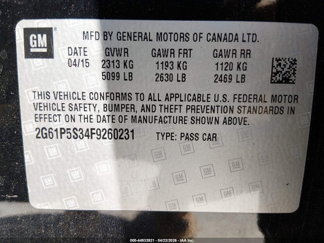 Продажа на аукционе авто 2015 Cadillac Xts Premium, vin: 2G61P5S34F9260231, номер лота: 44933921