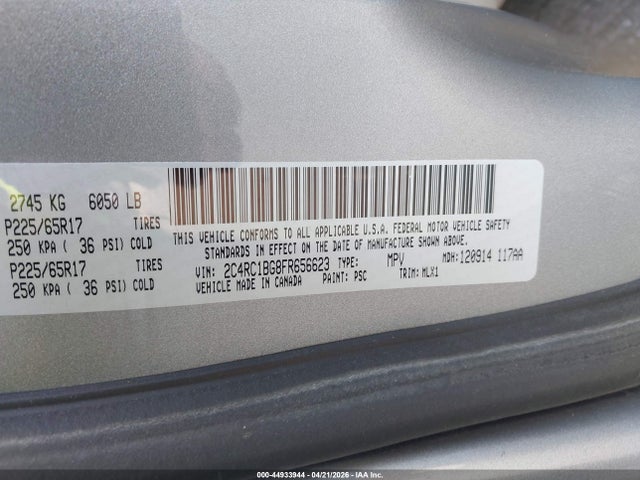Продажа на аукционе авто 2015 Chrysler Town & Country Touring, vin: 2C4RC1BG8FR656623, номер лота: 44933944