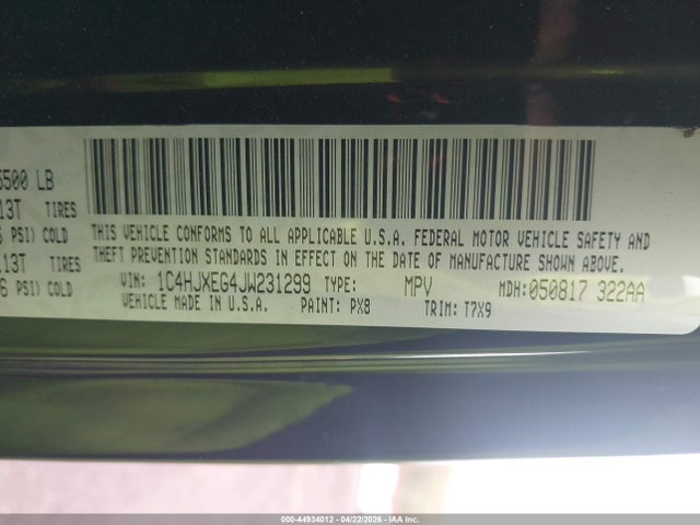 Aukcja sprzedaży 2018 Jeep Wrangler Unlimited Sahara 4x4, vin: 1C4HJXEG4JW231299, numer aukcji: 44934012
