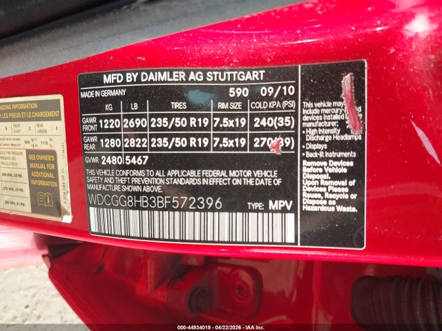 Aukcja sprzedaży 2011 Mercedes-benz Glk 350 4matic, vin: WDCGG8HB3BF572396, numer aukcji: 44934019