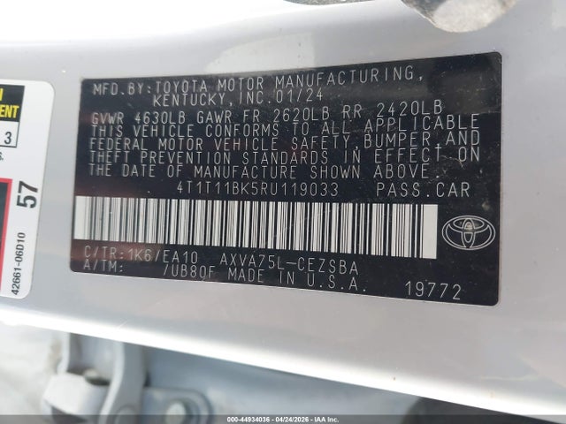 Продажа на аукционе авто 2024 Toyota Camry Se, vin: 4T1T11BK5RU119033, номер лота: 44934036