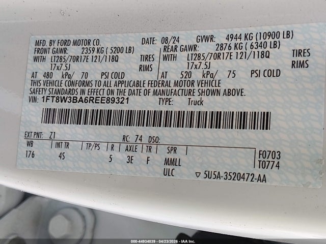 Ford F-350 Xl 2024 1FT8W3BA6REE89321 Image 8