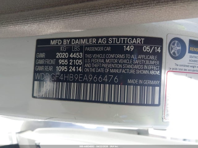 Aukcja sprzedaży 2014 Mercedes-benz C 250 Sport, vin: WDDGF4HB9EA966476, numer aukcji: 44934083