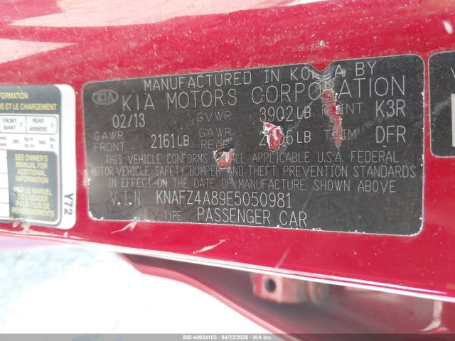 44934103 :رقم المزاد ، KNAFZ4A89E5050981 vin ، 2014 Kia Forte Ex مزاد بيع