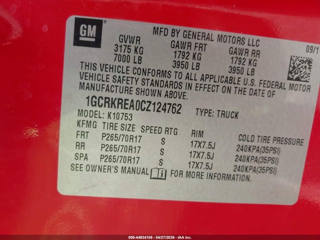 Aukcja sprzedaży 2012 Chevrolet Silverado 1500 Ls, vin: 1GCRKREA0CZ124762, numer aukcji: 44934108