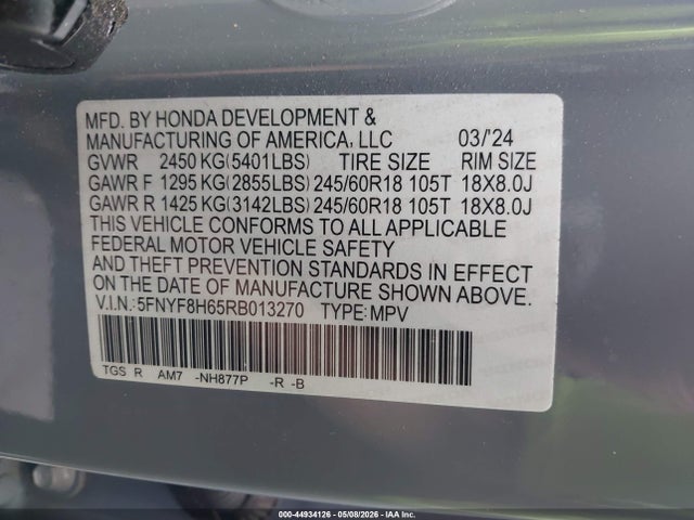 Продажа на аукционе авто 2024 Honda Passport Awd Trailsport, vin: 5FNYF8H65RB013270, номер лота: 44934126