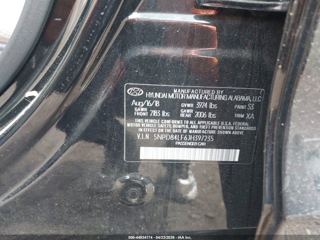 Продаж на аукціоні авто 2018 Hyundai Elantra Value Edition, vin: 5NPD84LF6JH397235, номер лоту: 44934174