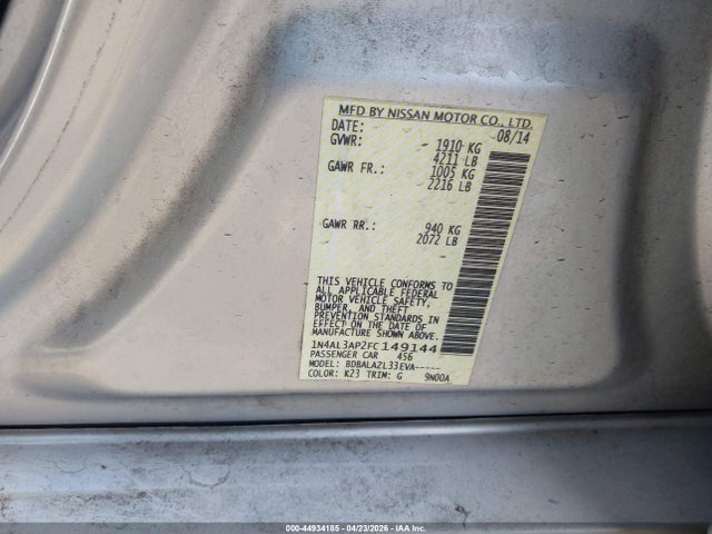 1N4AL3AP2FC149144 Nissan ALTIMA 2.5