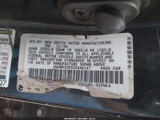 Продажа на аукционе авто 2005 Toyota Corolla Le, vin: 1NXBR32E55Z446147, номер лота: 44934275