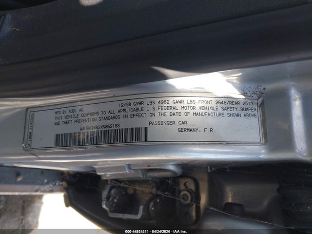 Aukcja sprzedaży 1999 Audi A6, vin: WAUBA24B2XN062183, numer aukcji: 44934311