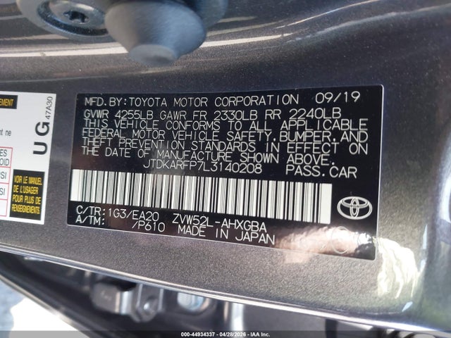 Aukcja sprzedaży 2020 Toyota Prius Prime Xle, vin: JTDKARFP7L3140208, numer aukcji: 44934337