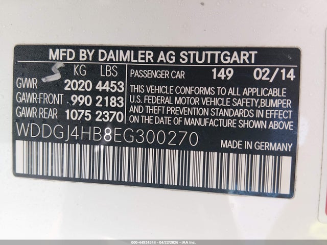 Aukcja sprzedaży 2014 Mercedes-benz C 250, vin: WDDGJ4HB8EG300270, numer aukcji: 44934348