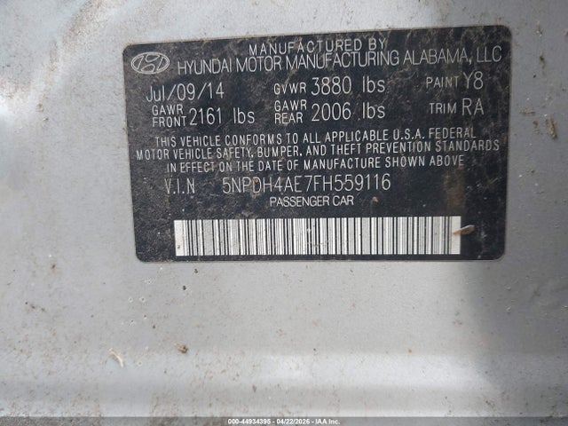 Продажа на аукционе авто 2015 Hyundai Elantra Se, vin: 5NPDH4AE7FH559116, номер лота: 44934395