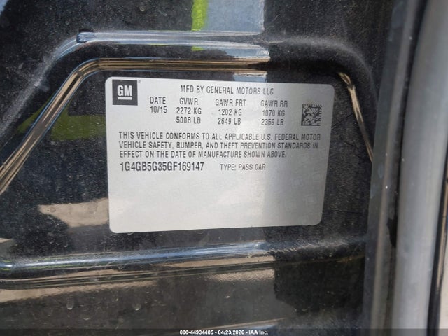 Продаж на аукціоні авто 2016 Buick Lacrosse Leather, vin: 1G4GB5G35GF169147, номер лоту: 44934405