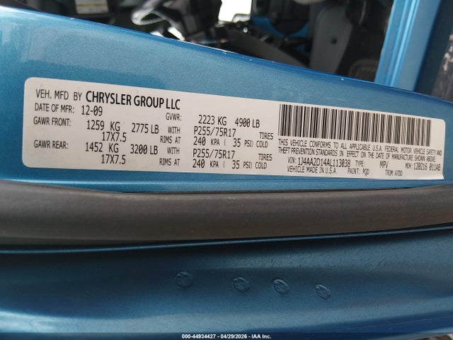 2010 Jeep Wrangler Sport მანქანა იყიდება აუქციონზე, vin: 1J4AA2D14AL113038, აუქციონის ნომერი: 44934427