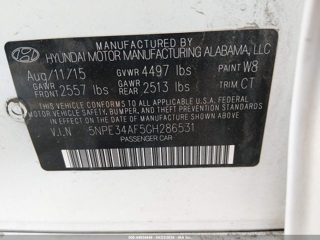Hyundai Sonata Sport 2016 5NPE34AF5GH286531 Image 9