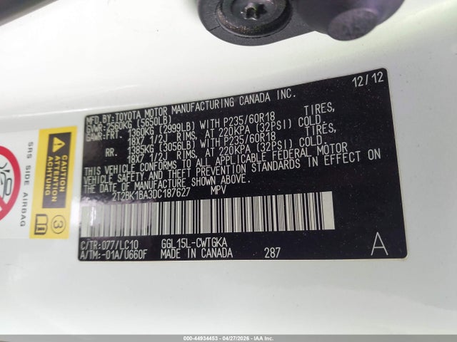 Продаж на аукціоні авто 2013 Lexus Rx 350, vin: 2T2BK1BA3DC187627, номер лоту: 44934453