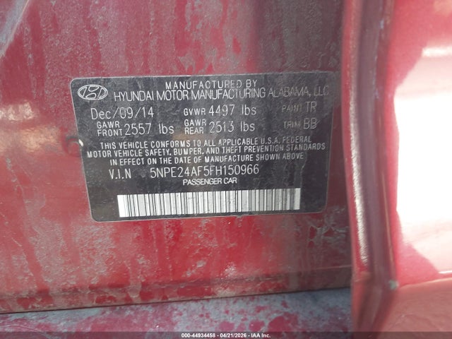Hyundai SONATA SE 2015 5NPE24AF5FH150966 Image 9
