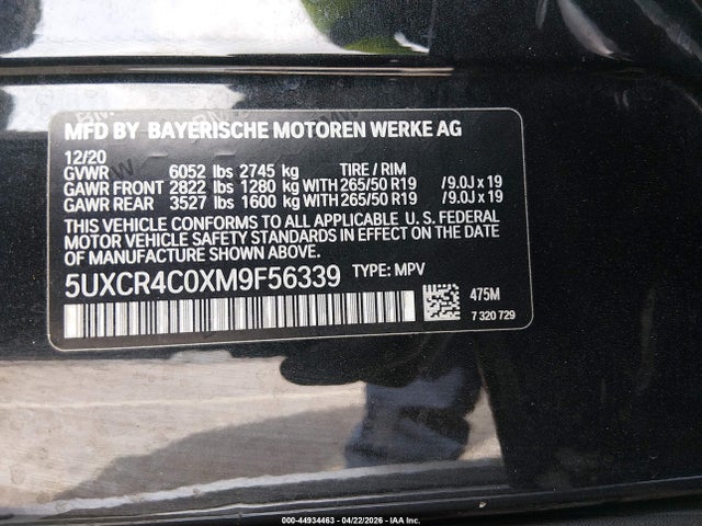 5UXCR4C0XM9F56339 BMW X5 Sdrive40i