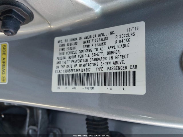 Aukcja sprzedaży 2017 Acura Tlx V6, vin: 19UUB2F33HA004852, numer aukcji: 44934519