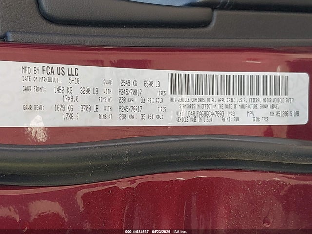 Продаж на аукціоні авто 2016 Jeep Grand Cherokee Laredo, vin: 1C4RJFAG8GC447803, номер лоту: 44934537