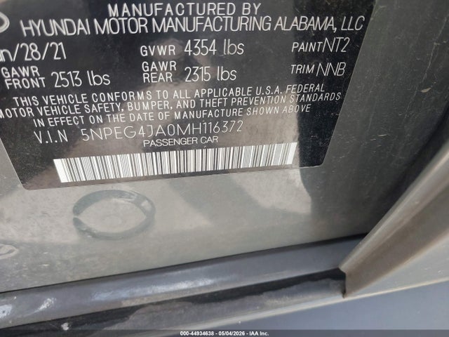 Продажа на аукционе авто 2021 Hyundai Sonata Se, vin: 5NPEG4JA0MH116372, номер лота: 44934638