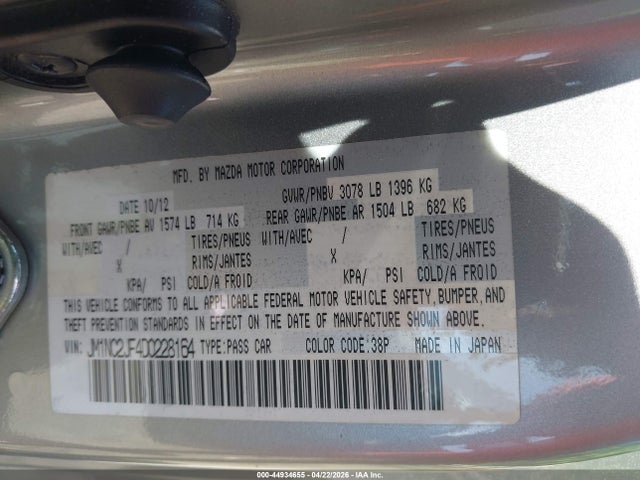 Продажа на аукционе авто 2013 Mazda Mx-5 Miata Sport, vin: JM1NC2JF4D0228164, номер лота: 44934655