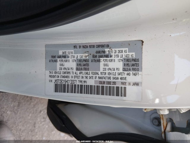 Продажа на аукционе авто 2017 Mazda Cx-9 Touring, vin: JM3TCBCY9H0132971, номер лота: 44934685