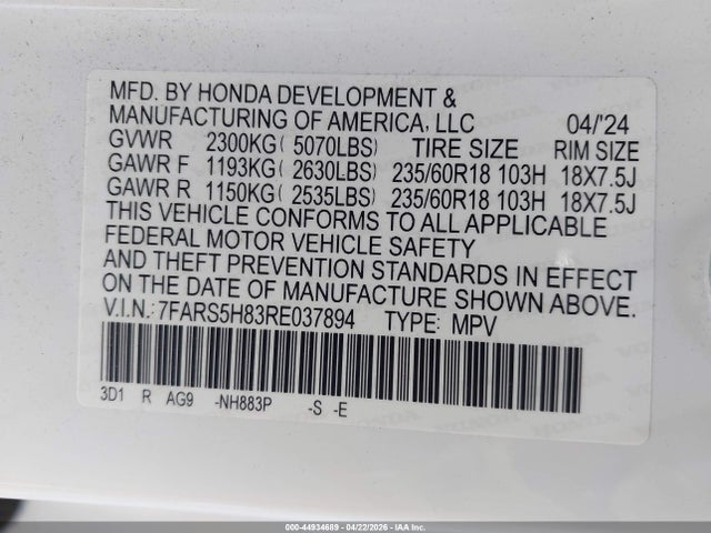 7FARS5H83RE037894 Honda Cr-v Hybrid Sport-l