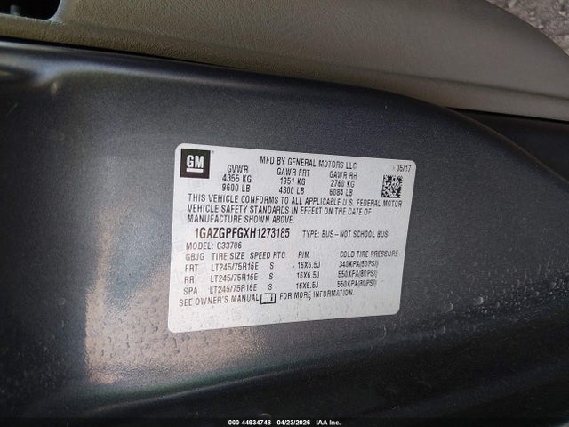 Chevrolet Express 3500 Lt 2017 1GAZGPFGXH1273185 Image 9