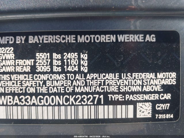 WBA33AG00NCK23271 BMW 530e Xdrive