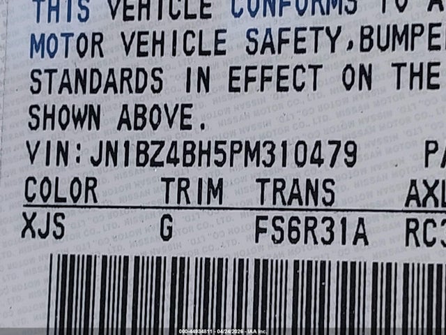JN1BZ4BH5PM310479 Nissan Z Performance Manual